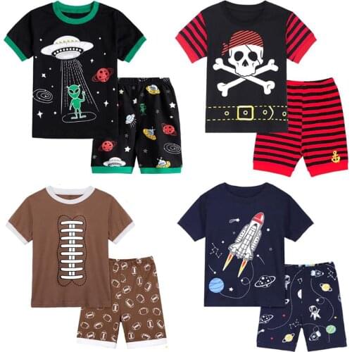 Kids Boy Pirate Shark Excavator Bulldozer Truck Train Pyjamas Set Toddler Spaceship Lorry Pajamas Children Animal Sleepwear