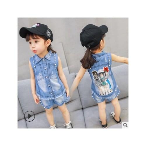 Kids 2020 baby girls clothes summer girls clothing sets kids clothes girl Denim T-shirts+Denim shorts sets 2-9 yrs girls clothes