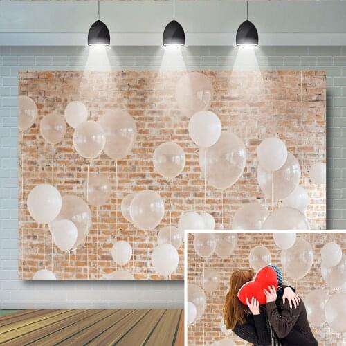 Valentine Balloons Lover Brick Wall Photography Backdrops Dating Party Decor Photographic Studio Photo Gift Backgrounds Props