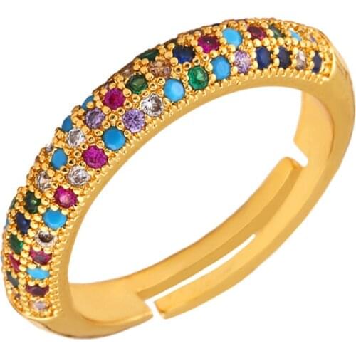 Funmode Fashion Dubai Multicolor Cubic Zircon Adjustable Finger Rings bijoux Fashion Jewelry anillos para hombre FR30
