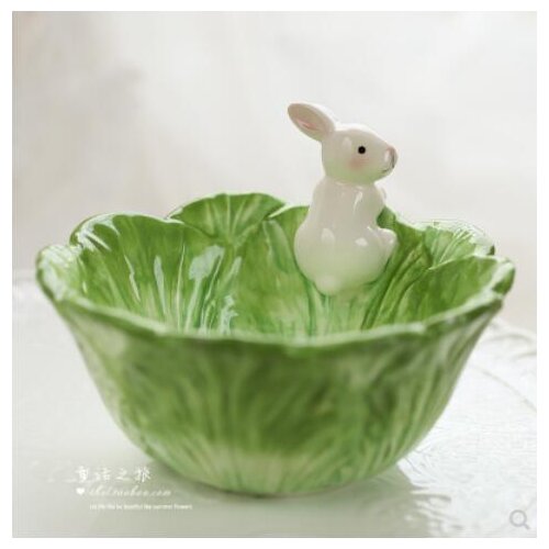 CARTOON ANIMAL CERAMIC CREATIVE COLLECTION CUTE THINGS HAND-PAINTED WHITE RABBIT FRUIT SALAD BOWL CABBAGE FACTORY DIRECT SALE
