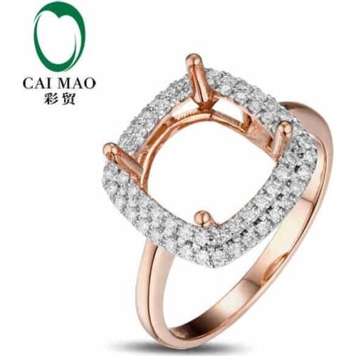CaiMao Cushion cut Semi Mount Ring Settings & 0.31ct Diamond 14k Rose Gold Gemstone Engagement Ring Fine Jewelry