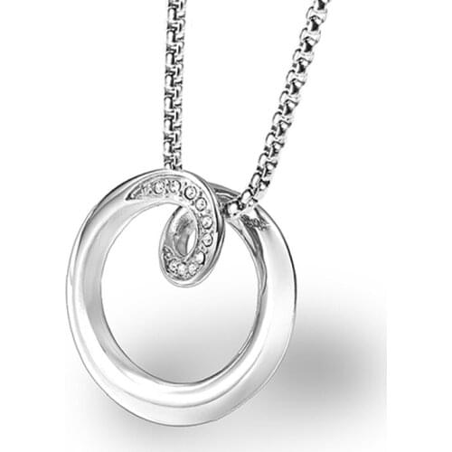 RIR Round Knot Pendant Necklace Silver Stainless Steel With Small Crystal Fashion Charm Round Pendants For Women Necklaces