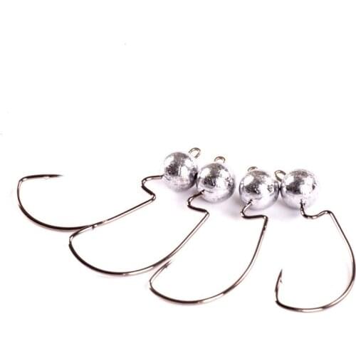 10 pcs Jighead Worm Hook Jigs Carbon Steel Bass Fishing Soft Swimming Bait Anzol Anzuelos De Pesca Swimbait Hooks Fishing