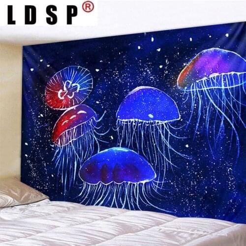 LDSP Ocean Animals Jellyfish Tapestry Hanging Rugs Background Cloth Beach Mat Blanket Art Bedroom Living Room Home Decor