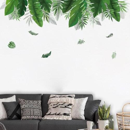 Summer Green Leaf Wall Sticker Background Living Room Kitchen For Living Room Home Decals Decoration Art DIY Y3N4