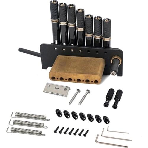 GA878 7 String Headless Metal Saddle Bridge Strain Plate Bridge for Musical Instrument Replacement Guitar Tremolo System