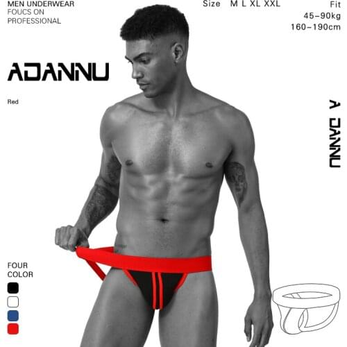 BS 4PC/LOT Sexy Gay Underwear Men Jockstrap String Homme G-String And Thongs Briefs Mens Underwear Open Backless crotch Cotton