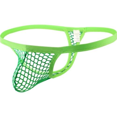 Mens Panties Plus Size Gay Underwear Fashion Mesh Sissy Jockstrap Underpants Hollow Low-Waist Sexy Lingerie Erotic Cotton Thong