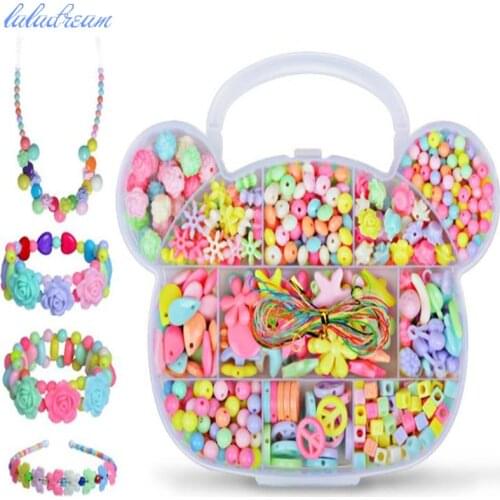 Beaded toys Plastic Acrylic Bead Kit DIY Toys Jewelry Making Kids Beads Creative Birthday Gifts for Girl