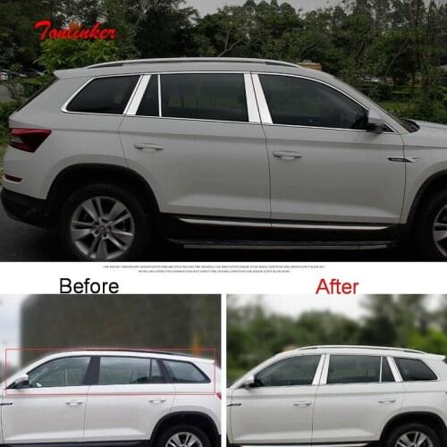Tonlinker Cover Sticker for SKODA KODIAQ 2017-18 Car Styling 10-22 PCS Stainless steel Door windows decoration Cover Stickers