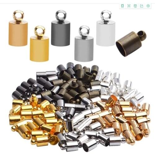 50pcs Tassel Leather Cord End Crimp Caps BeadsEnd Tip Cap For DIY Necklace Jewelry Making Findings