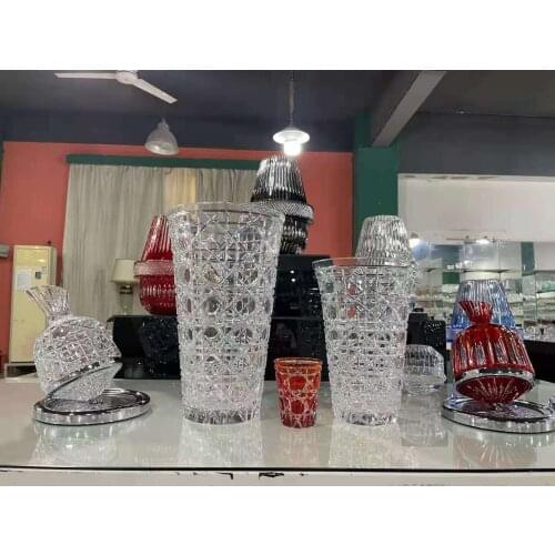 4kg 19.5x28cm medium size Hand carving rhombus pattern crystal Transparent vase gift