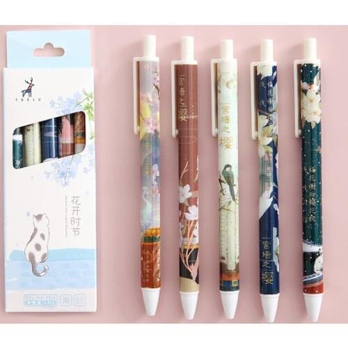 Cute Retractable Gel Pen Black Ink Signature Writing pens all for School supplies Office & Kawaii Stationery set papeleria