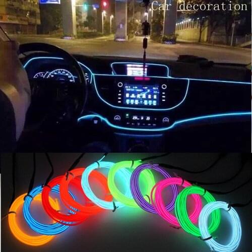 EL Wire Neon LED Strip Light Novelty Lamp Flexible Rope Tube String light Car Battery Car Motorcycle Decoration With 6mm Sewing