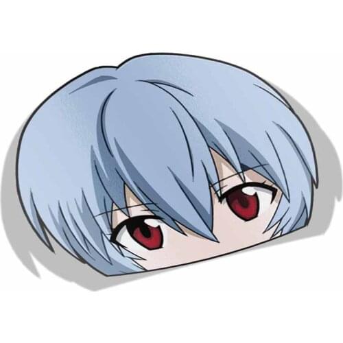 For Rei Ayanami Peek Anime Big Head Vinyl Cartoon Car Sticker JDM Window Trunk Decal 13cm X 9.1cm