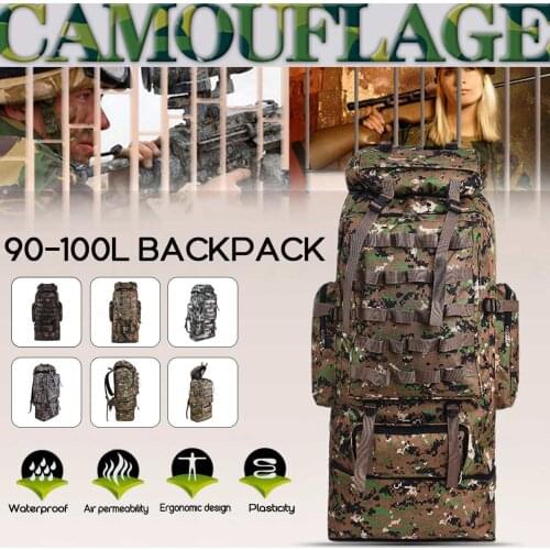 100L Waterproof Tactical Backpack Military Army Hiking Camping Backpack Travel Rucksack Outdoor Sports Nylon Climbing Bag