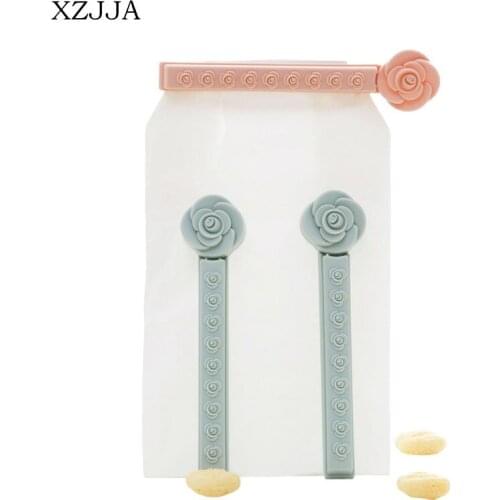 XZJJA 3pcs Creative Rose Shape Plastic Sealing Clip Cute Bag Clips Snack Food Storage Seal Clips Keeping Fresh Mini Bag Sealer