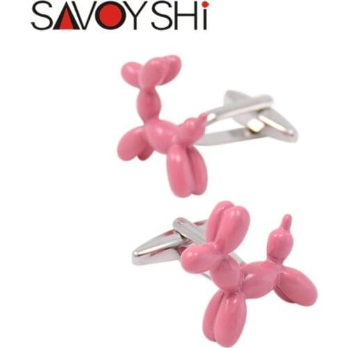 2 Colors Balloon Dog Cufflinks For Mens Cuff buttons High Quality Pink Blue Paint Cufflink Fashion SAVOYSHI Brand Jewelry Design