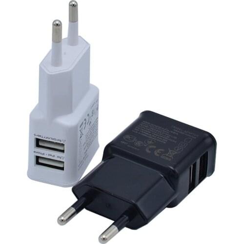 Dual USB Charger 5V1A Travel EU Plug Adapter portable Wall charger Mobile Phone USB cable For iphone Samsung Xiaomi Universal