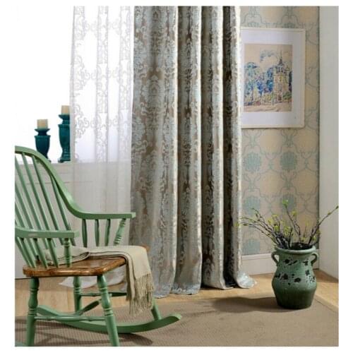 Firefly Jacquard Window Curtains Heavy Fabric High Quality with Silver Wire Embed 65% Shading for Living room Floral Blue Color