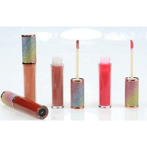 Pearl Crystal Glass Round Tube Lip Gloss Nonstick Cup Easy To Color Long Lasting Cosmetics Private Label Wholesale