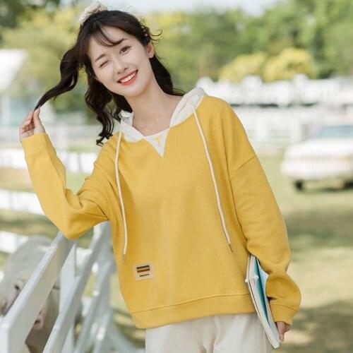 Women Casual Cotton Hoodies 2020 Winter Girls Long Sleeve Winter Pullovers New Fashion Patchwork Sweatshirt Student Tops