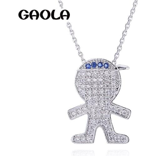 GAOLA Fashion Sport Boy Necklaces Pendants Silver Color Cubic Zirconia Jewelry For Women Accessories GLD1276