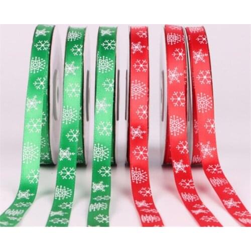 2200CM Christmas Gift Ribbons For New Year Decoration Snowflake Satin Ribbon Wrapping Sewing Craft Xmas Party Decor Material