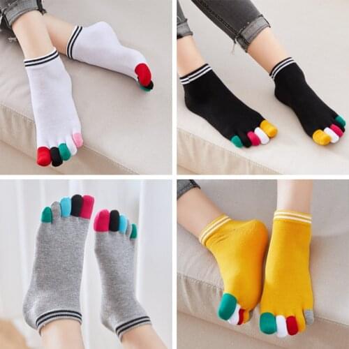 4 Pairs/set Five Finger Socks Women Cotton Colorful Finger Lovely Short Tube Split Toe Ankle Socks