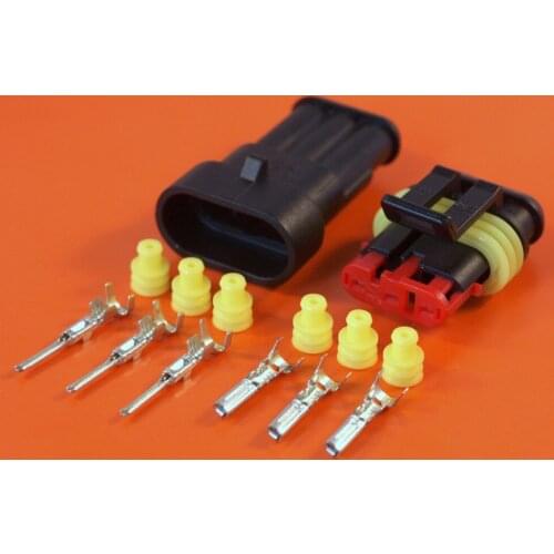 50sets/lot Genuine AMP 3 Way/Pin Superseal Electrical Waterproof Male Female Connector Plug For Wire Sizes 0.5mm-1.5mm