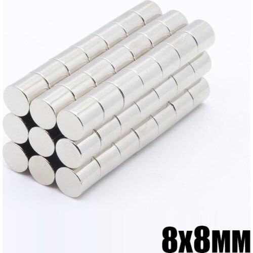 50pcs 8x8 mm Cylinder Neodymium Magnets Disc 8mm x 8mm Magnetic Strong Small Round N35 Iman Rare Earth Super Powerful Bar Magnet