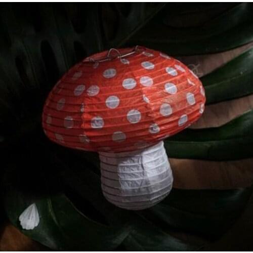 YYSD Large Mushroom Shaped Paper Lanterns for Birthday Party Decor Hanging 3D Mushroom Ornament Backdrop for Baby Shower Nursery