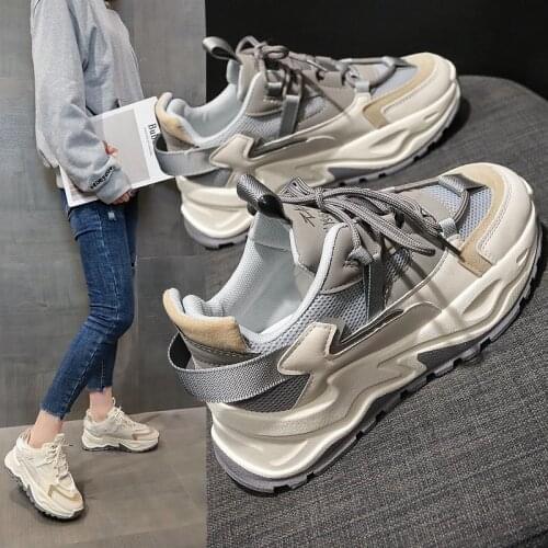 Comemore 2021 New Spring and Autumn Style Women Shoes Students Sports Shoes Breathable Women' Sneakers Comfortable Thick Bottom