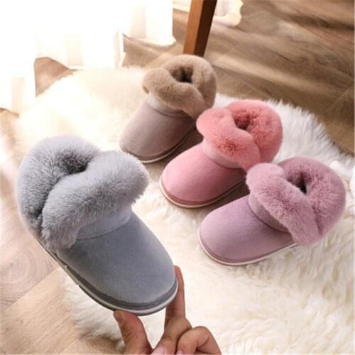 Childrens Boots For Girls Thick Cotton Kids Snow Boots Cute Sweet Warm Sequined Fabric With Soft Fluffy Fur Baby Boots