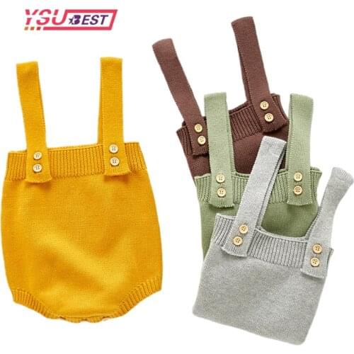 0-3Yrs Baby Knitting Rompers Cute Overalls Newborn Baby Girls Boys Clothes Infantil Baby Girl Boy Sleeveless Romper Jumpsuit