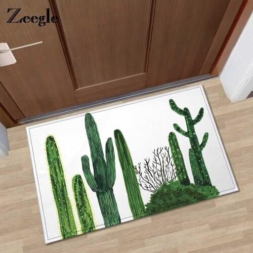Zeegle Door Mat Cactus Carpet Entrance Doormats Washable Non-slip Kitchen Carpet Bathroom Rug Home Decor