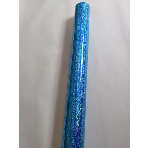 Holographic foil light blue color crystal pattern 046D hot stamping on paper or plastic heat transfer film 64cm x 120m