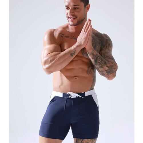 2021 Hot Sell Brand Mens Sexy Guys Summer Swimwear Beach Shorts Sunga Masculina Surf Board Hot Springs Swimsuit With Pocket