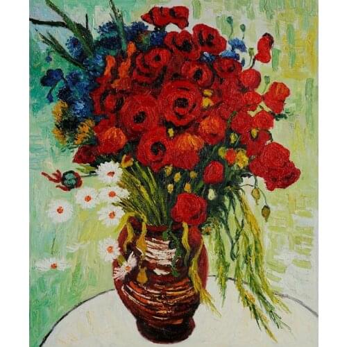 Vincent Van Gogh paintings of Vase with Daisies and Poppies art High quality Hand painted canvas artwork for bedroom wall decor