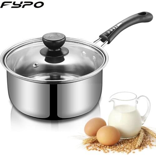 Fypo Stainless Steel Soup Pot Baby foods Pot Cookware Non-stick Pan Gas Induction Cooker Milk Pots Kitchen Tools