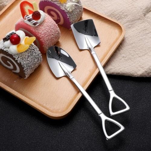 Retro Shovel Bar Spoon 304 Stainless Steel Coffee Spoon Watermelon Ice Cream Spoon Creative Gifts Dishes Kitchen Gadgets