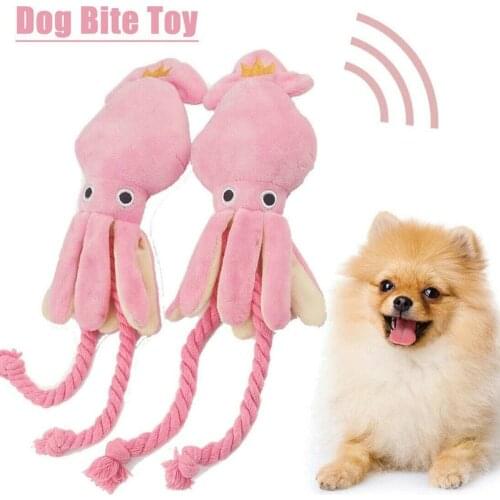 Cute Squid Pet Cat Dog Toy Octopus Cute BB Plush Pet Puppy Rope Toys Pink Chew Squeak Toys