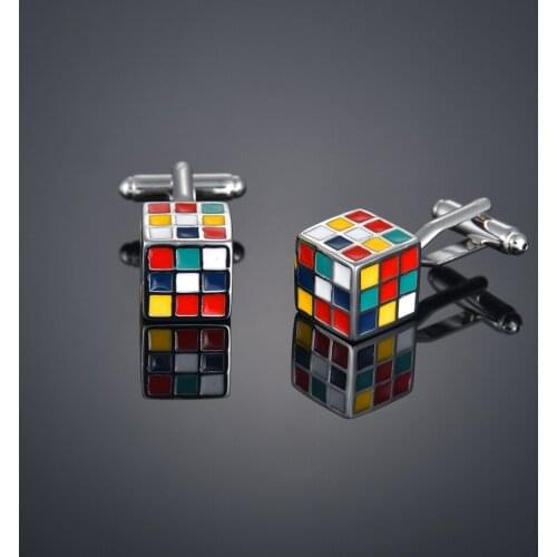 Fashion colorful Magic cube Cuff Links sleeve nail French long sleeve shirt sleeve nail shirt accessories Cufflinks
