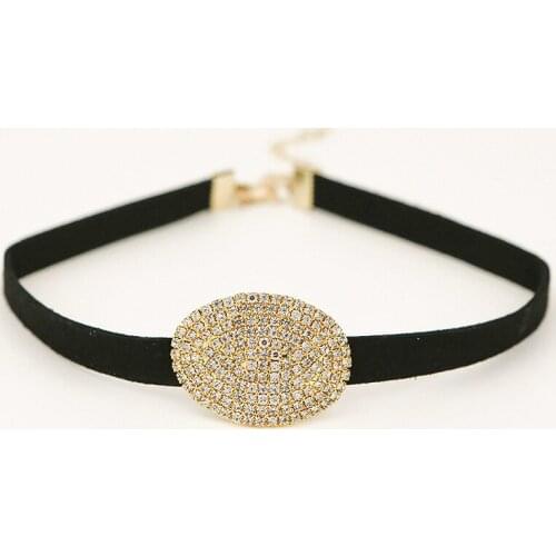 Fashion new style Choker Refining PU Leather Super Shiny rhinestone Set Necklace Ornament Necklace Wholesale 2020