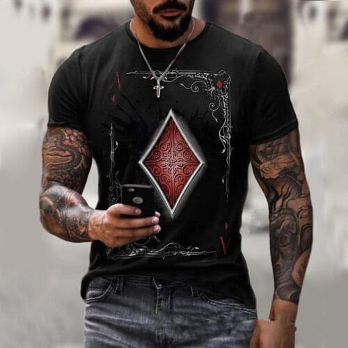 Mens 3D printing digital spring and summer new personality square piece A printing T-shirt Mens casual short-sleeved