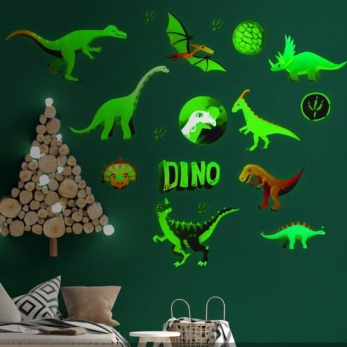 Wall stickers dinosaur luminous stickers Luminous 4 hours dinosaur stickers cartoon animal childrens room decor kids gifts