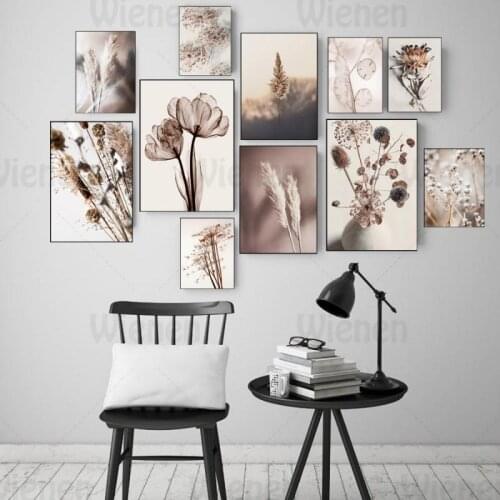 Nordic Dry Plants & Flowers Printed Wall Art Canvas Painting Poster Decoration Picture for Living Room Home Hanging Mural