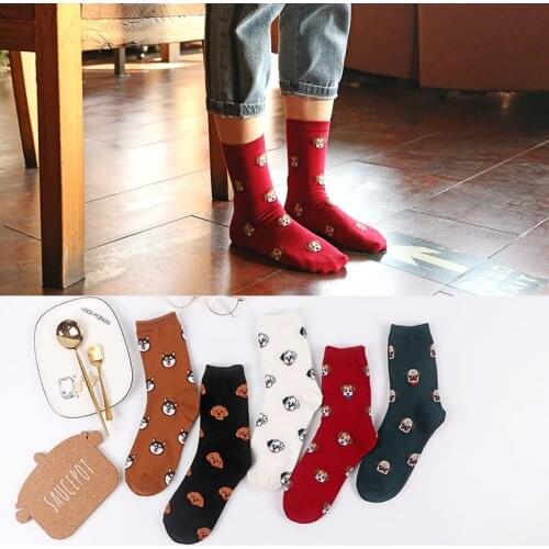 Cute Dogs Funny Happy Socks For Women Lovely Animal Cotton Socks Spring Autumn Breathable Casual Sox Korea Style Students Socks