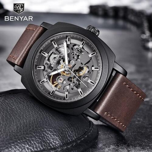 BENYAR Design 2021 New Top Luxury Casual Fashion Men' Automatic Mechanical Watch Multifunctional Waterproof Alloy Skeleton Watch